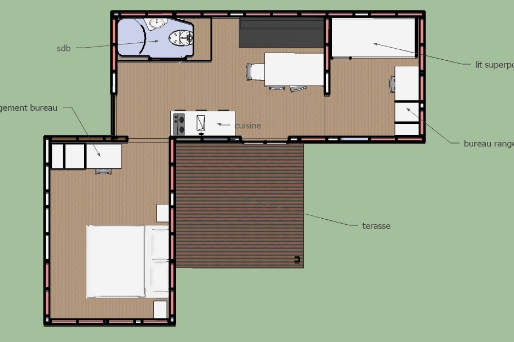 Map of the accessible cottage available for rent at Le Paquier Fané campground in Bourgogne-Franche-Comté in Chagny