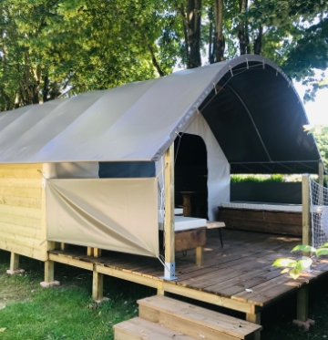 Safari tent rental at Le Paquier Fané campground in Bourgogne-Franche-Comté